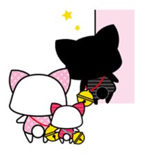 A white cat and black cat and baby cat. sticker #7467762