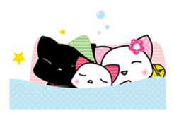 A white cat and black cat and baby cat. sticker #7467778