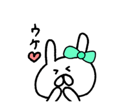Cute  ribbon rabbit sticker #7469032