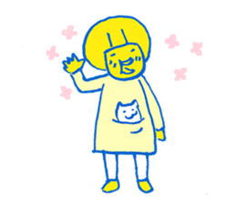 The cat and the girl are friends. sticker #7469464