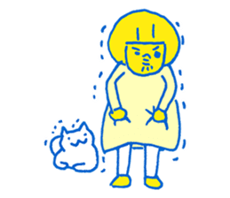 The cat and the girl are friends. sticker #7469468