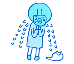 The cat and the girl are friends. sticker #7469469