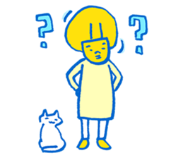 The cat and the girl are friends. sticker #7469478