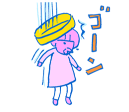 The cat and the girl are friends. sticker #7469489