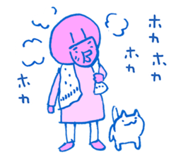 The cat and the girl are friends. sticker #7469491