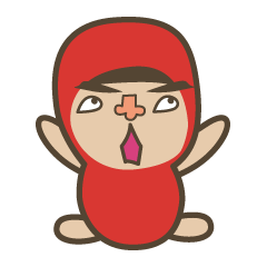 although wearing a red costume.