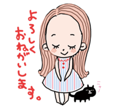 girl and sometimes cat. sticker #7489503