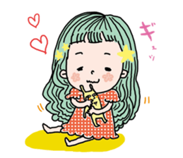 girl and sometimes cat. sticker #7489507