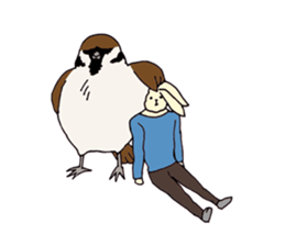 rabbit and Birds live at ther own pace sticker #7532103