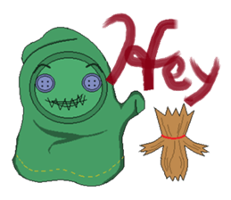 Green ghost doll sticker #7539615
