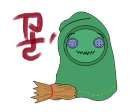 Green ghost doll sticker #7539619