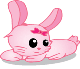 pink bunny cute sticker #7553808