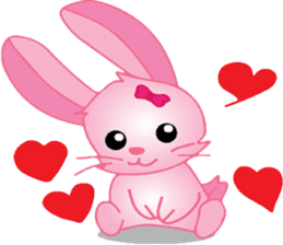pink bunny cute sticker #7553813