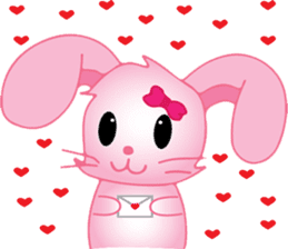 pink bunny cute sticker #7553817