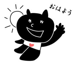 black cat with pretty heart sticker #7571171