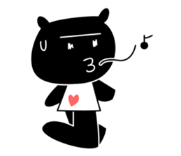 black cat with pretty heart sticker #7571174