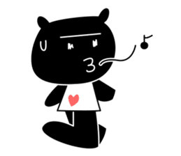 black cat with pretty heart sticker #7571174
