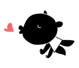 black cat with pretty heart sticker #7571191