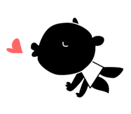 black cat with pretty heart sticker #7571191