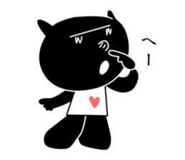 black cat with pretty heart sticker #7571193