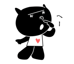 black cat with pretty heart sticker #7571193