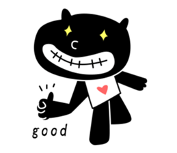 black cat with pretty heart sticker #7571195