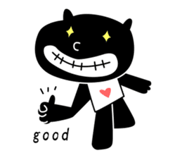 black cat with pretty heart sticker #7571195