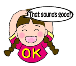 A girl with pigtails hair.(English ver.) sticker #7586918