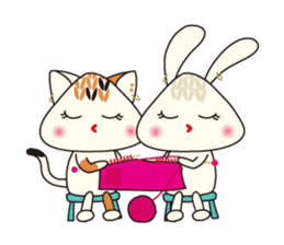 Knitting Rabbit 2 with Crochet Cat sticker #7622958
