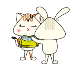 Knitting Rabbit 2 with Crochet Cat sticker #7622959