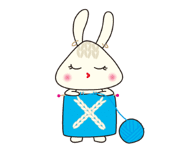 Knitting Rabbit 2 with Crochet Cat sticker #7622975