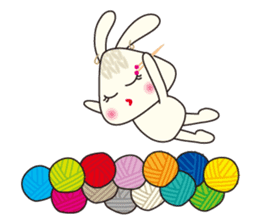 Knitting Rabbit 2 with Crochet Cat sticker #7622983