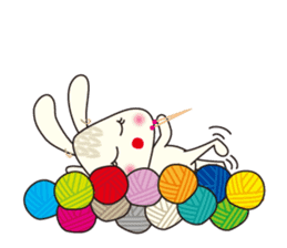Knitting Rabbit 2 with Crochet Cat sticker #7622987