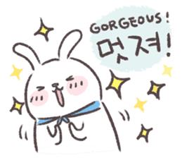 Blue-Scarfed Bunny's Days in Korean sticker #7623204