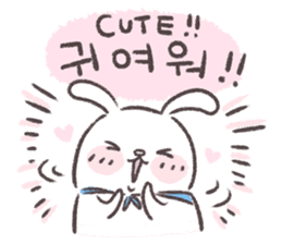 Blue-Scarfed Bunny's Days in Korean sticker #7623211