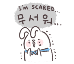 Blue-Scarfed Bunny's Days in Korean sticker #7623228