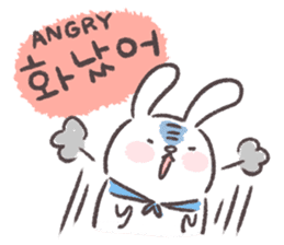 Blue-Scarfed Bunny's Days in Korean sticker #7623229