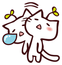 ...White and black cat... sticker #7623794