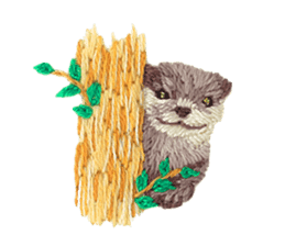 Embroidery of cute animals2 sticker #7646191