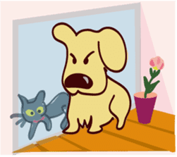 Golden dog and Black cat2(returns) sticker #7664037
