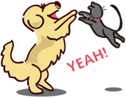 Golden dog and Black cat2(returns) sticker #7664044