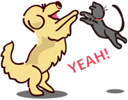 Golden dog and Black cat2(returns) sticker #7664044