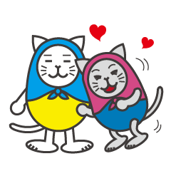 Cat in Matryoshka doll's dress  E ver.