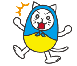 Cat in Matryoshka doll's dress E ver. sticker #7664290