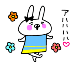 Handwriting women rabbit sticker #7671687