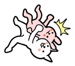 Posing cat and rabbit sticker #7671948