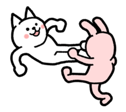 Posing cat and rabbit sticker #7671963