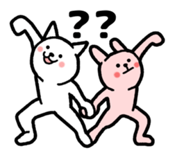 Posing cat and rabbit sticker #7671964