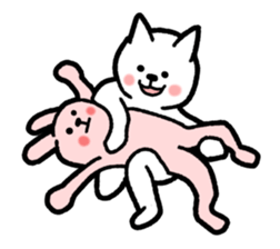 Posing cat and rabbit sticker #7671969