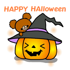 Autumn of a bear and Halloween sticker